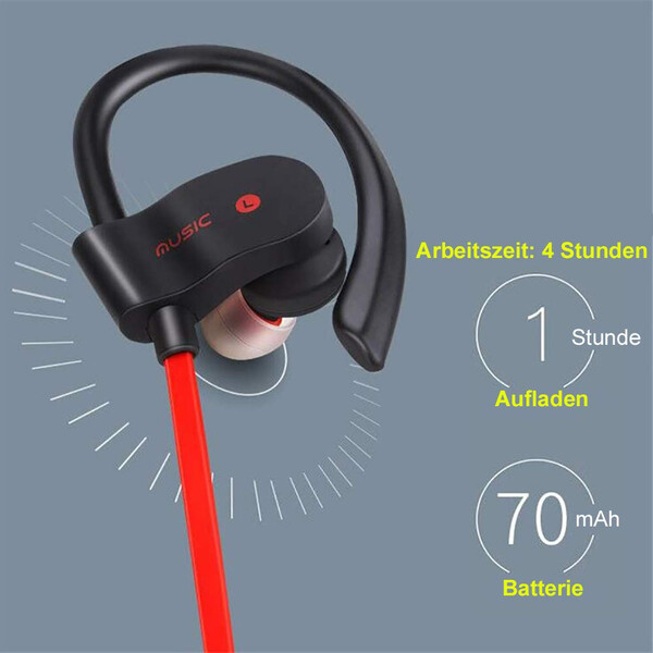 Bluetooth Kopfhörer mit eingebautem Mikrofon und Ohrbügel