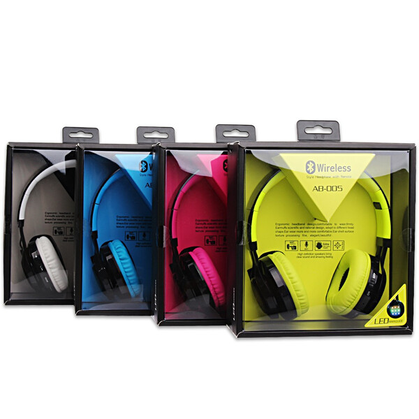 Kopfhörer mit Bluetooth und Ultrabass in Neonfarben