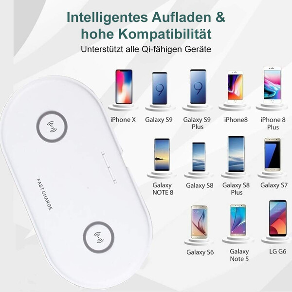 Dual Qi Ladestation für Wireless Charging mit Fast Charge Funktion