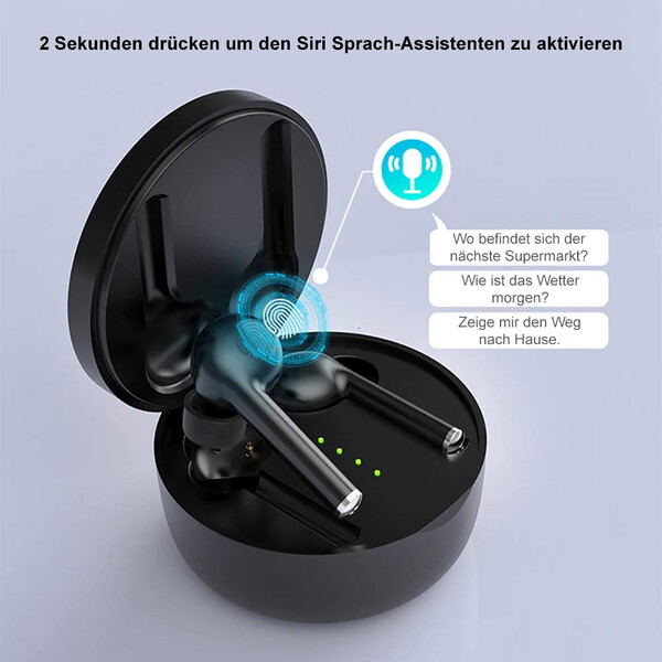 Bluetooth Inear-Kopfhörer mit Ladebox und Siri-Spachassistent