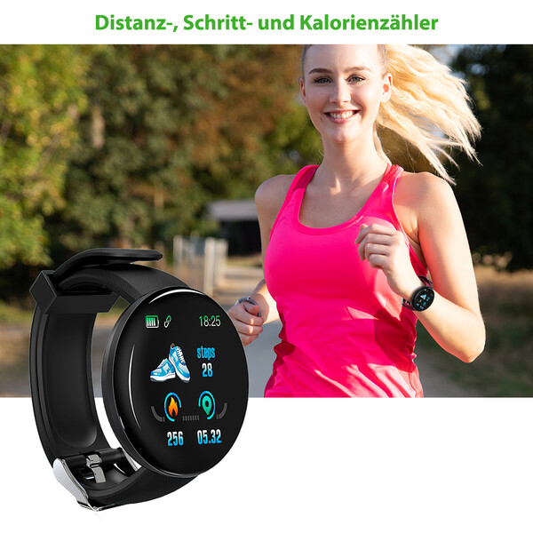 DX Fitness Tracker - Smartwatch mit vielen Health-Funktionen Schwarz