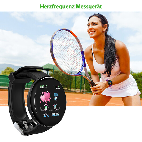 DX Fitness Tracker - Smartwatch mit vielen Health-Funktionen Schwarz