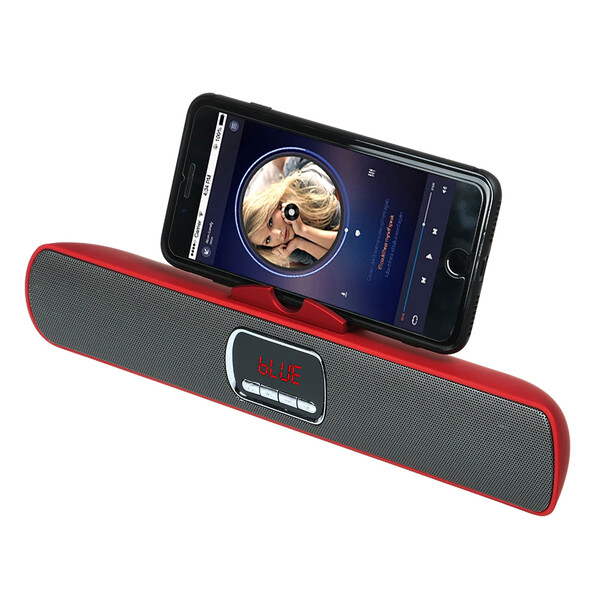 Bluetooth Musikbox mit Mikrofon & Smartphone-Halterung Silber