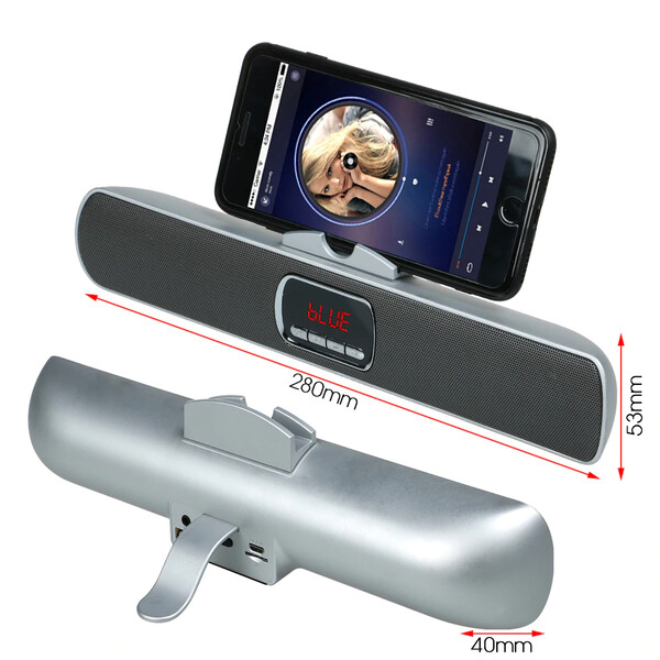 Bluetooth Musikbox mit Halterung Silber Mit 32GB Micro SD Karte