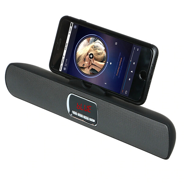 Bluetooth Musikbox mit Mikrofon & Smartphone-Halterung Schwarz