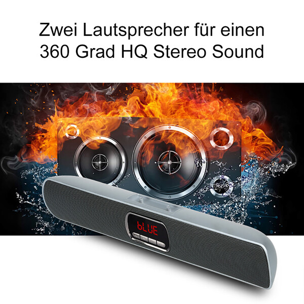 Bluetooth Musikbox mit Mikrofon & Smartphone-Halterung Schwarz