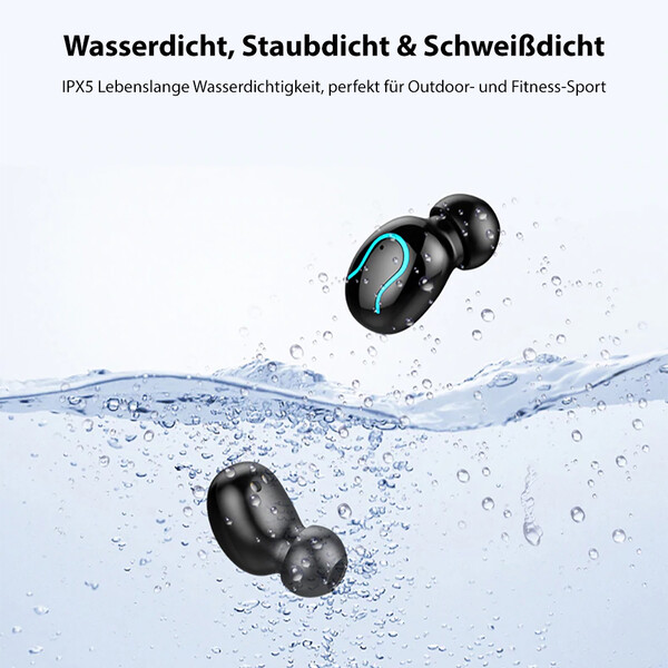 Wireless Bluetooth Kopfhörer Ladebox Schwarz mit 1m Lightning Kabel