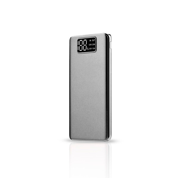 15000 mAh Slim Powerbank Grau mit 1m Micro USB Kabel