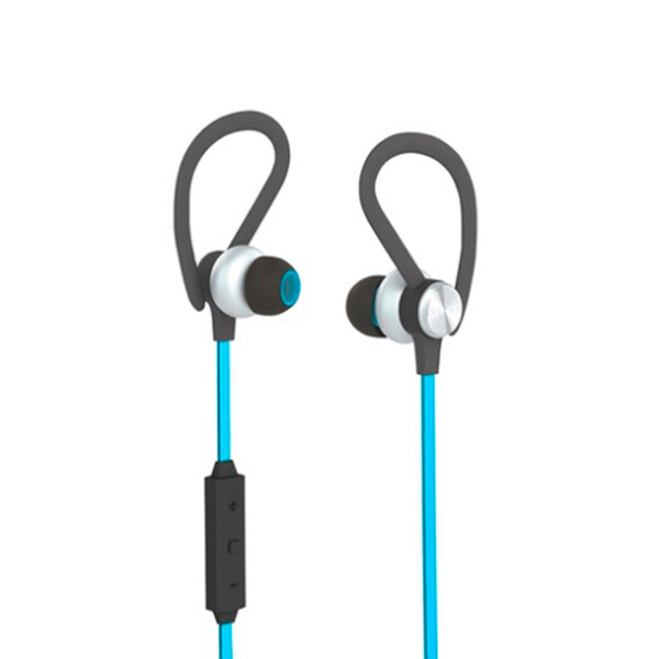 In-Ear Sportkopfhörer mit Ohrbügeln und eingebautem Mikrofon Blau