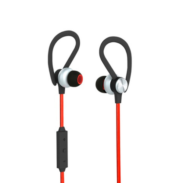 In-Ear Sportkopfhörer mit Ohrbügeln und eingebautem Mikrofon Rot