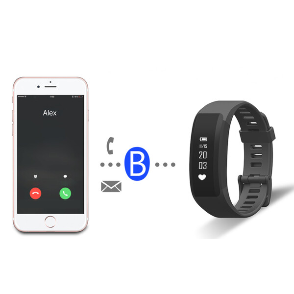 Fitness-Smartband mit Kalorien- und Schrittzähler Schwarz