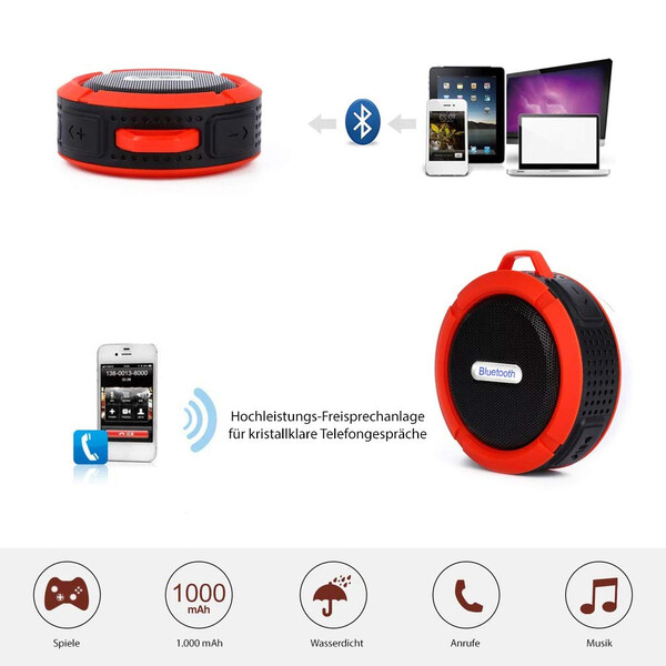Superproof-Outdoor-Bluetooth-Lautsprecher Schwarz-Orange