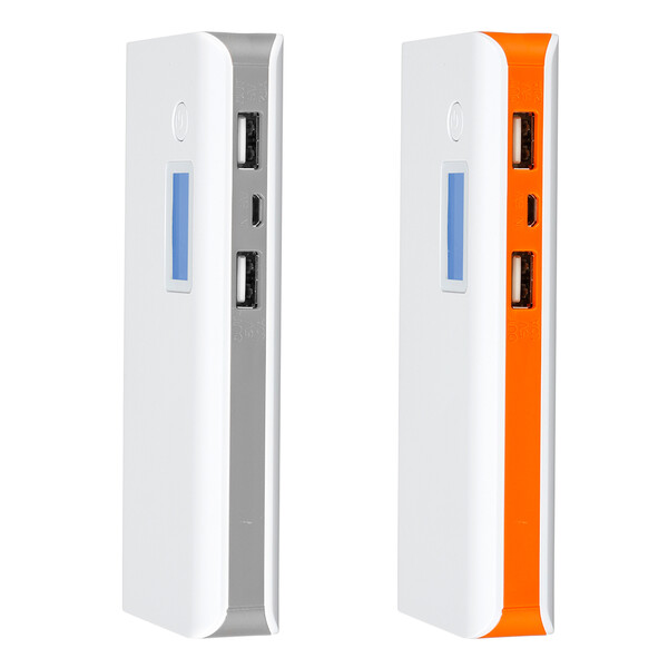Kleine 15.000mAh Powerbank Weiß/Orange mit 1m Micro USB Kabel