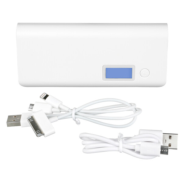 Kleine 15.000mAh Powerbank Weiß/Grau mit 1m Micro USB Kabel