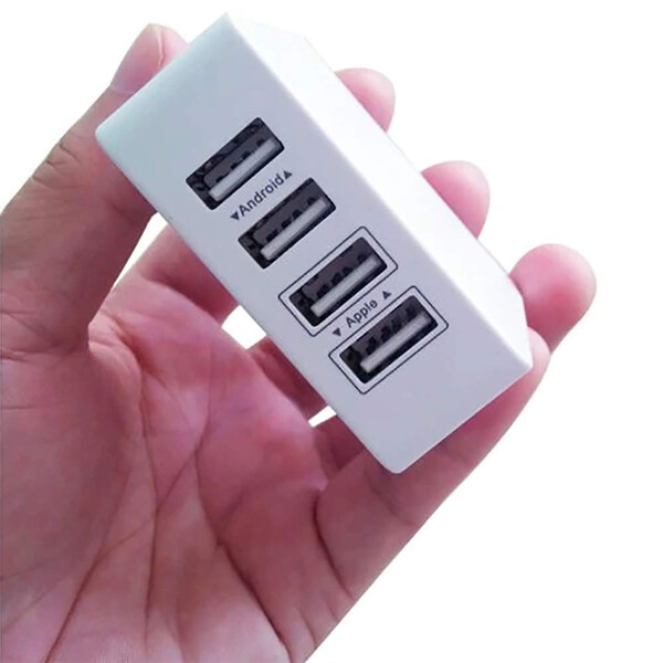 4 port USB Adapter Schwarz mit 1m Micro USB Kabel