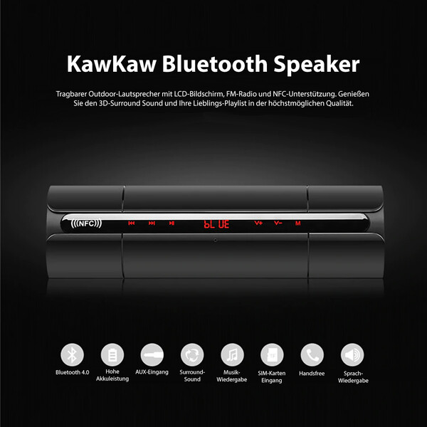 Bluetooth-Lautsprecher mit Digitalanzeige Blau