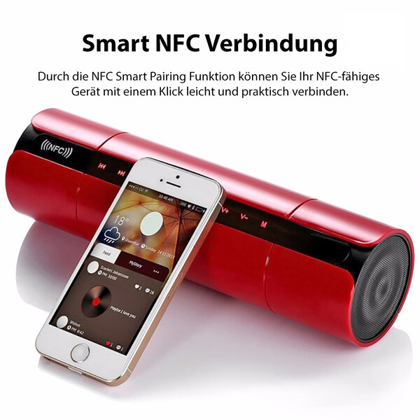 Bluetooth-Lautsprecher mit Digitalanzeige Rot