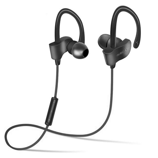 Bluetooth Kopfhörer mit eingebautem Mikrofon und Ohrbügel Schwarz