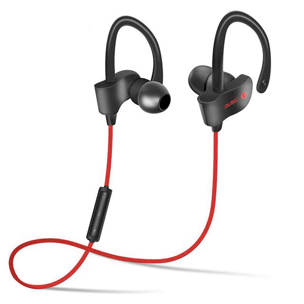 Bluetooth Kopfhörer mit eingebautem Mikrofon und Ohrbügel Rot