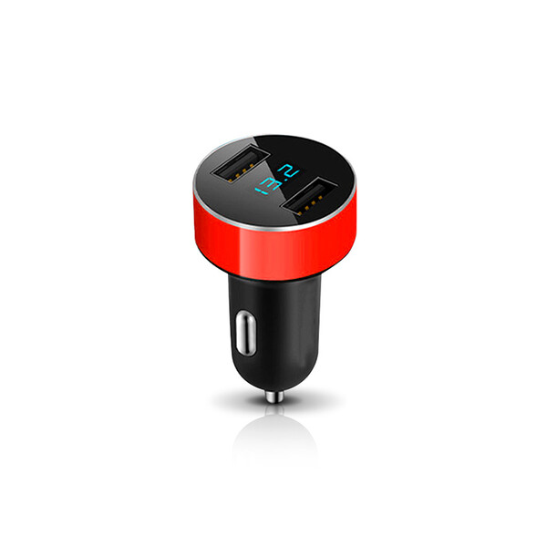Smartes Schnelladegerät fürs Auto Rot mit 1m Micro USB Kabel
