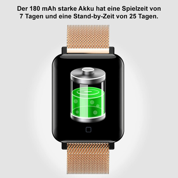 M19 Edelstahl Smartwatch Grünes Silikonarmband