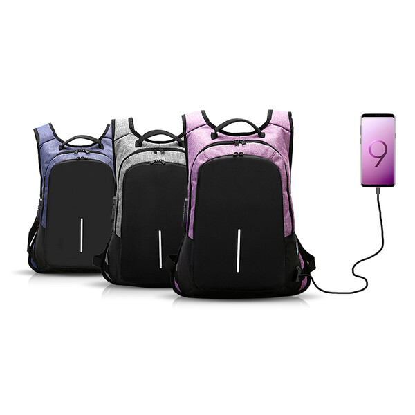 Hightech Rucksack für den Alltagsgebrauch Pink mit 1m Micro USB Kabel