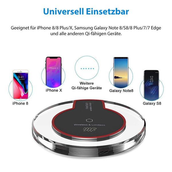Wireless Charger - Samsung und iPhone kompatibel Rot