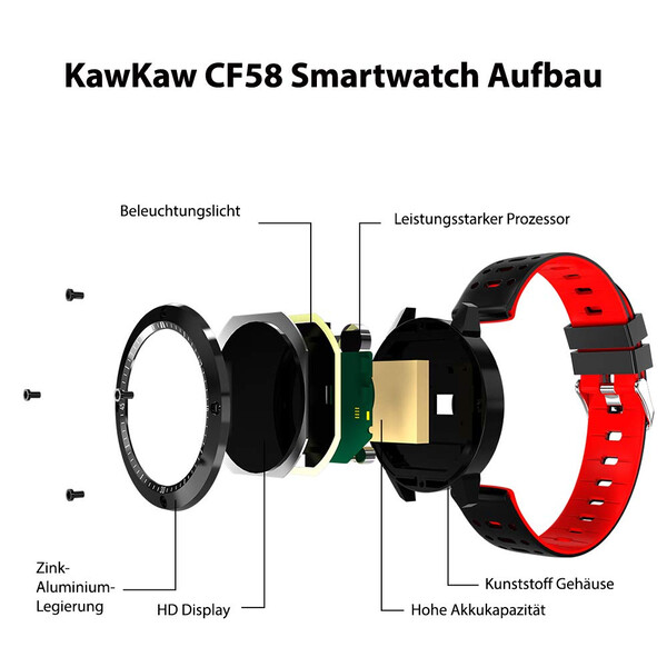 CF58 Smartwatch mit LCD Display Rot