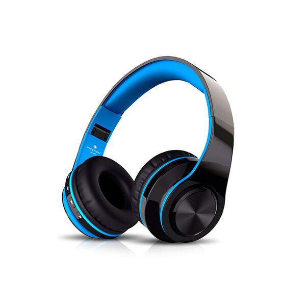 Leichte Kopfhörer ohne Kabel und mit eingebautem Mikrofon Blau