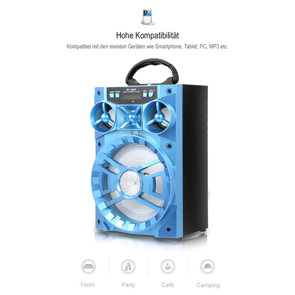 Tragbarer Lautsprecher Neon Blau Mit 32gb Micro SD Karte