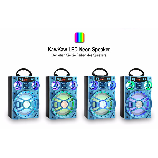 Tragbarer Lautsprecher mit Neon Beleuchtung Blau Mini