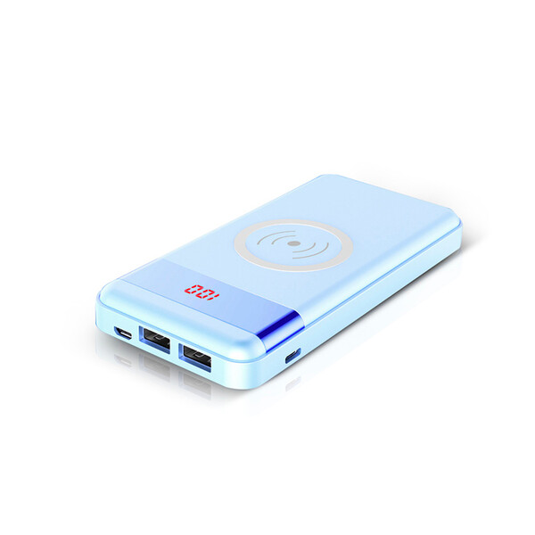 20000 mAh Tragbarer Akku mit Qi Blau mit 1m Micro USB Kabel