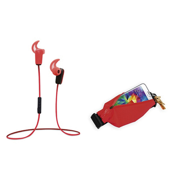 HiFi Kopfhörer mit passender Bauchtasche Rot