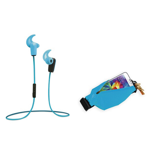 HiFi Kopfhörer mit passender Bauchtasche Blau