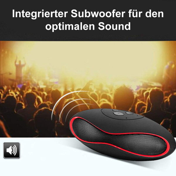 Bluetooth Lautsprecher Football-Form Schwarz/Rot mit 32GB card