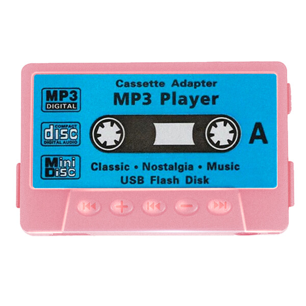 Mini-Mp3-Player Kassetten-Design Pink mit 16GB Micro SD Karte