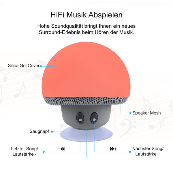 Bluetooth-Lautsprecher im Pilz-Design Türkis