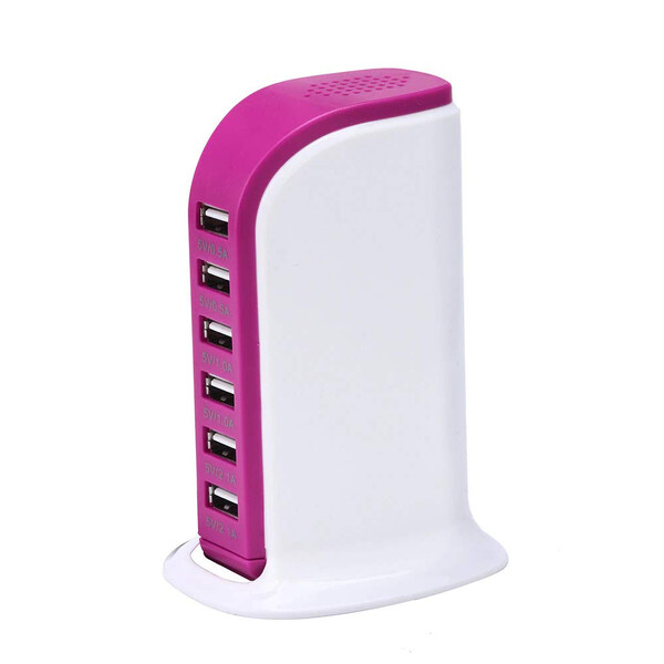 6-Port USB-Lade-Adapter mit intelligenten USB-Slots Pink