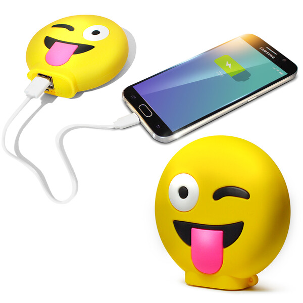 8800 mAh Emoji Powerbank - Klein und Leistungsstark für unterwegs gerührtes Gesicht mit 1m Lightning Kabel