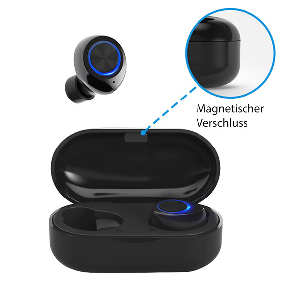 Bluetooth In Ear Kopfhörer mit portabler Ladebox Schwarz