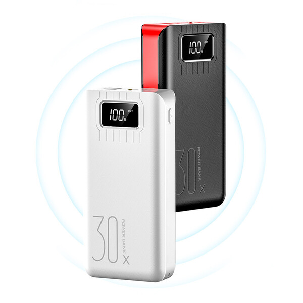 30.000mAh Powerbank mit USB 3.0 Schwarz/Rot mit 1m Micro USB Kabel