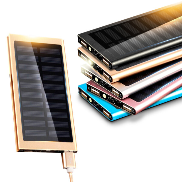 Ultraslim Solarpowerbank mit 20.000mAh Schwarz mit 1m Micro USB Kabel