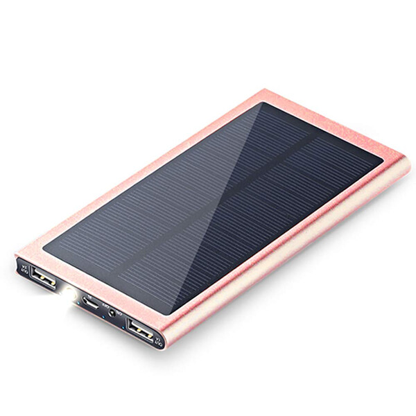 Ultraslim Solarpowerbank mit 20.000mAh Rosegold mit 1m Micro USB Kabel