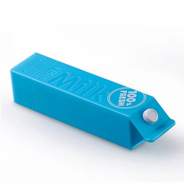 2600mAh Mini Powerbank Milch Karton in Blau mit 1m Lightning Kabel