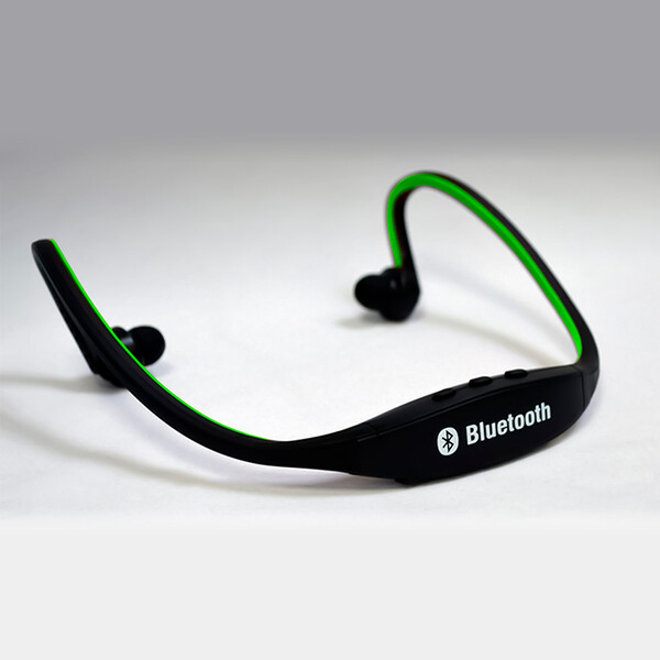 Sportkopfhörer mit Ohrbügel und eingebautem Mikrofon Grün