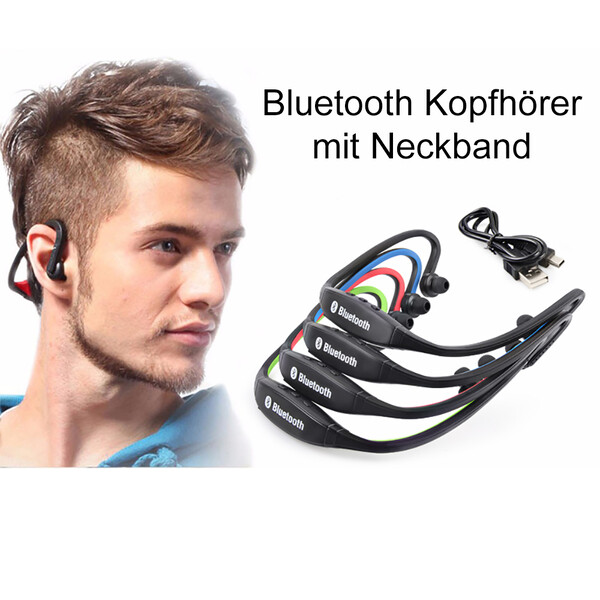 Sportkopfhörer mit Ohrbügel und eingebautem Mikrofon Blau