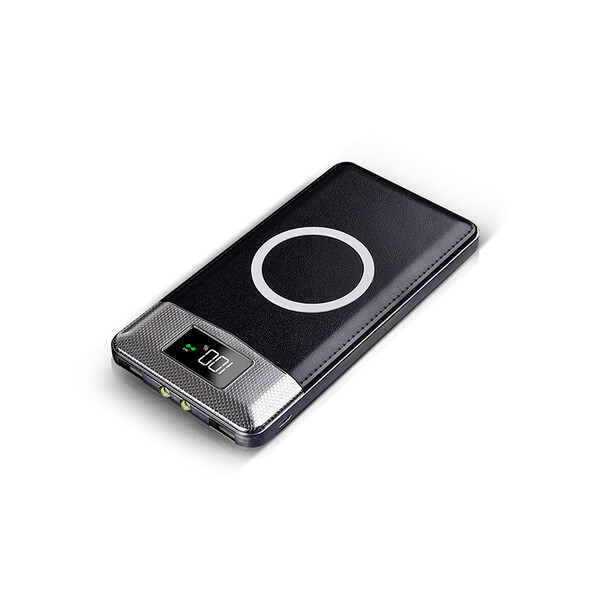 QI-Powerbank für drahtloses Laden mit 20000mAh Schwarz mit 1m Micro USB Kabel