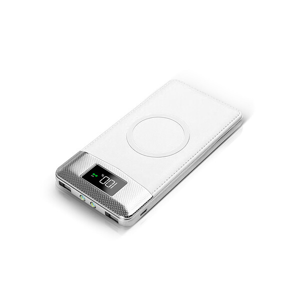 QI-Powerbank für drahtloses Laden mit 20000mAh Weiß mit 1m Micro USB Kabel