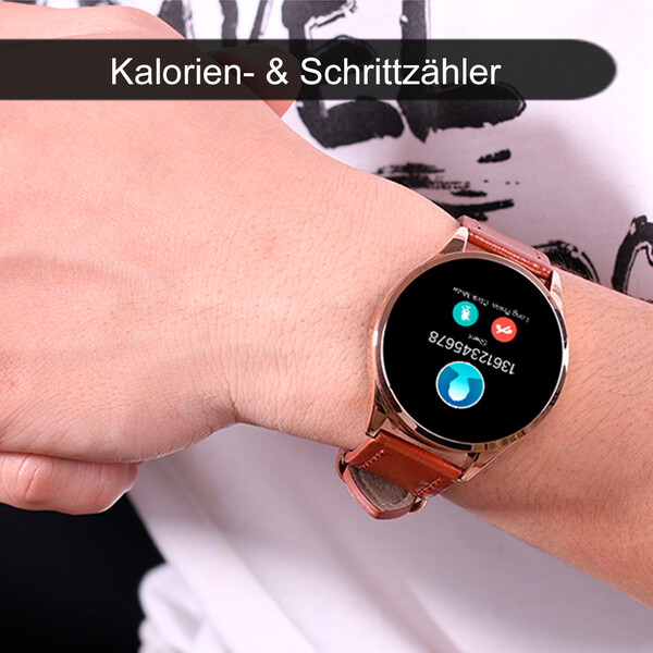 Q9 Fitness Smartwatch in Schwarz mit schwarzem Edelstahlarmband