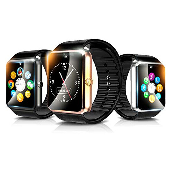 Moderne Smartwatch mit Edelstahlgehäuse Schwarz